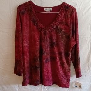 Sag Harbor women's sheer long sleeve shirt 100 percent polyester new old stock